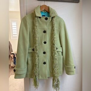GAP Light Green Pea Coat with homemade Scarf